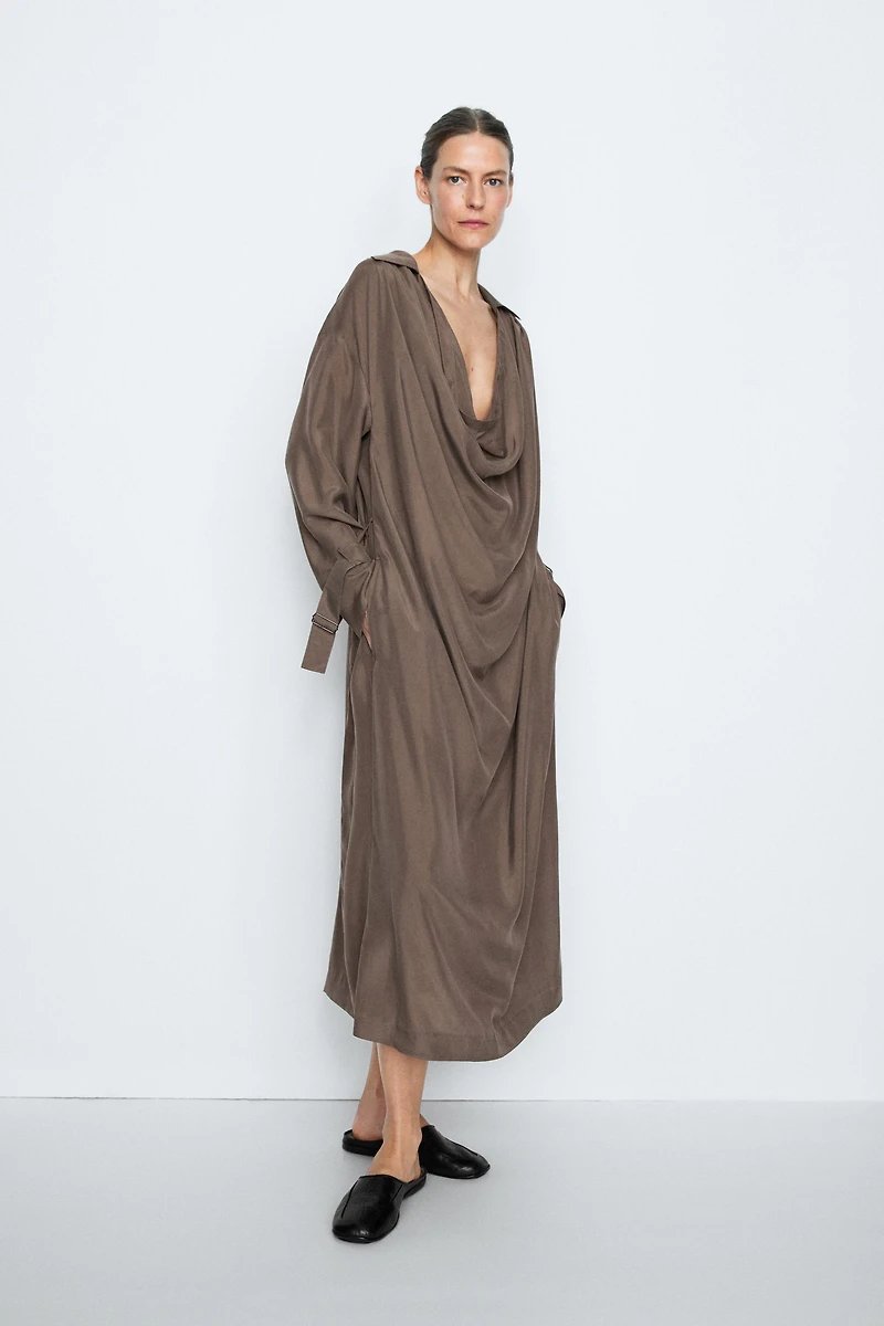 Draped neckline trench dress - STUDIO