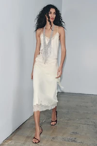 BEADED LACE KNIT MIDI SKIRT