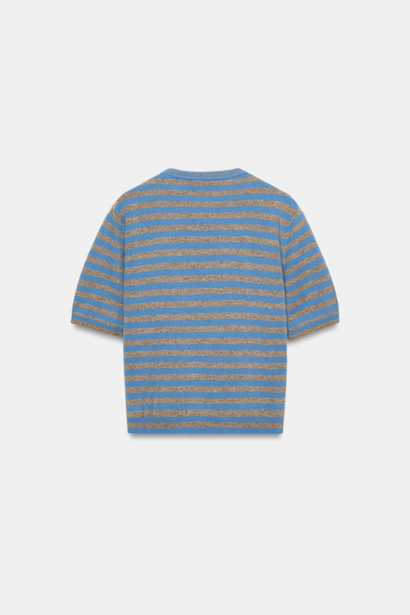 100% WOOL STRIPED SHORT SLEEVE JUMPER