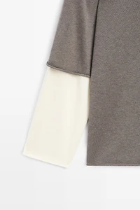 Oversize knit sweater with double sleeve detail