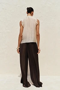 SEMI-SHEER RUFFLED TOP