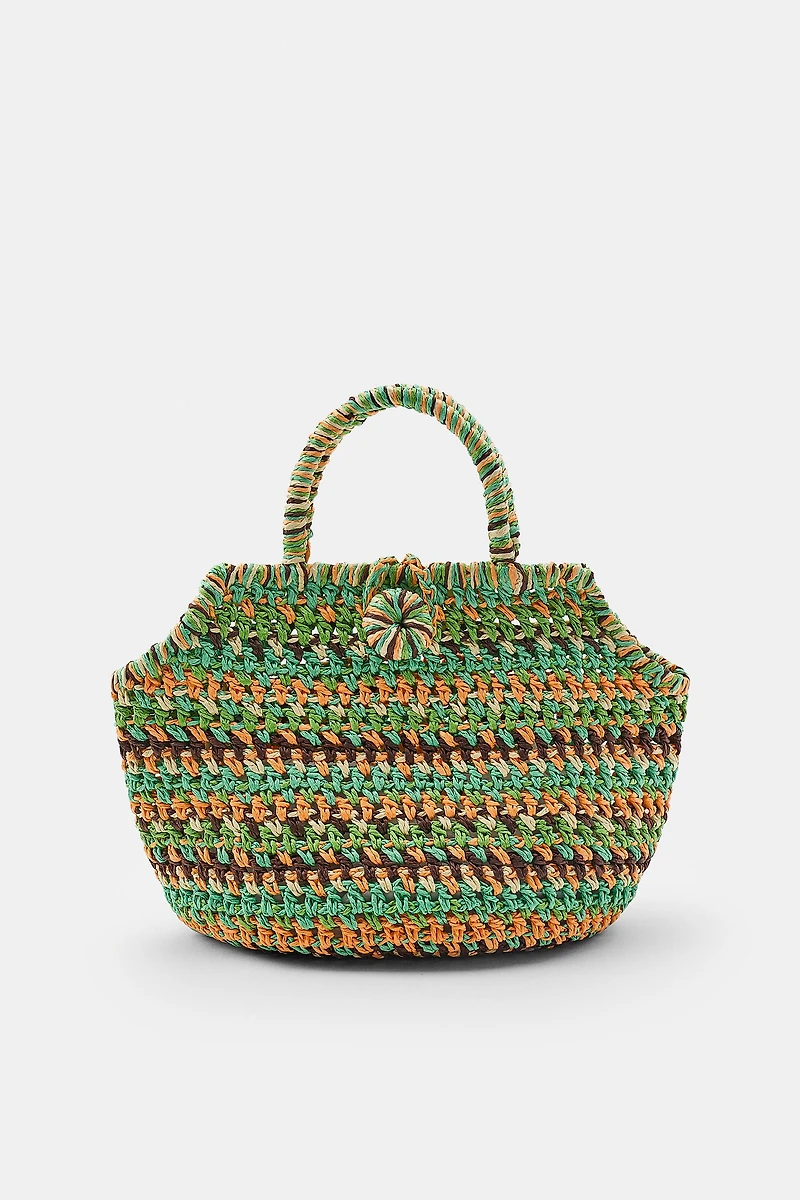 MINI STRIPED WOVEN BASKET BAG