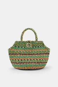 MINI STRIPED WOVEN BASKET BAG