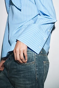 ZW COLLECTION STRIPED MULTI-POSITION SCARF SHIRT