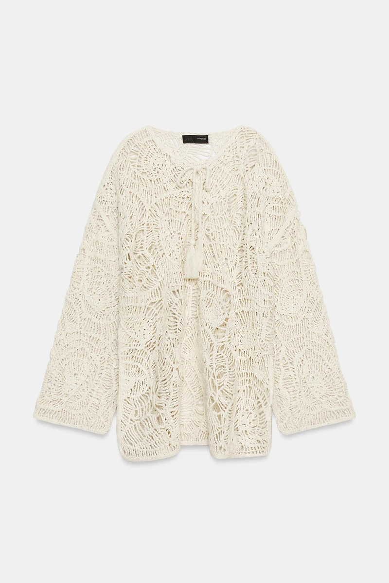OPEN-KNIT TASSEL DRESS