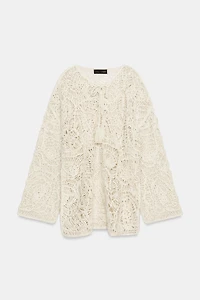 OPEN-KNIT TASSEL DRESS