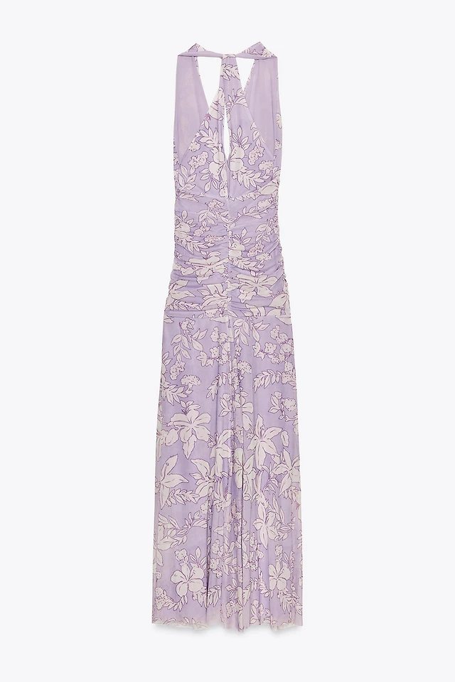 Zara PRINTED TULLE MAXI DRESS | Place Rosemre