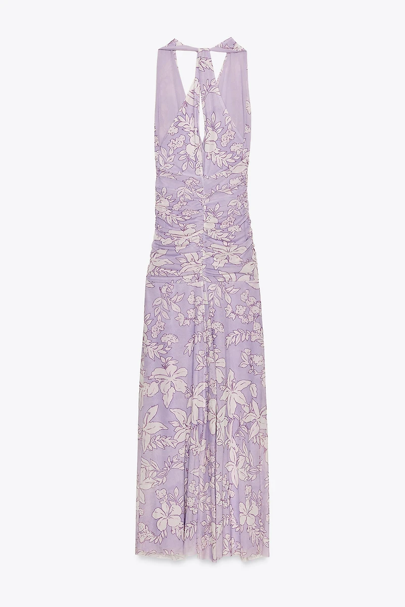 PRINTED TULLE MAXI DRESS