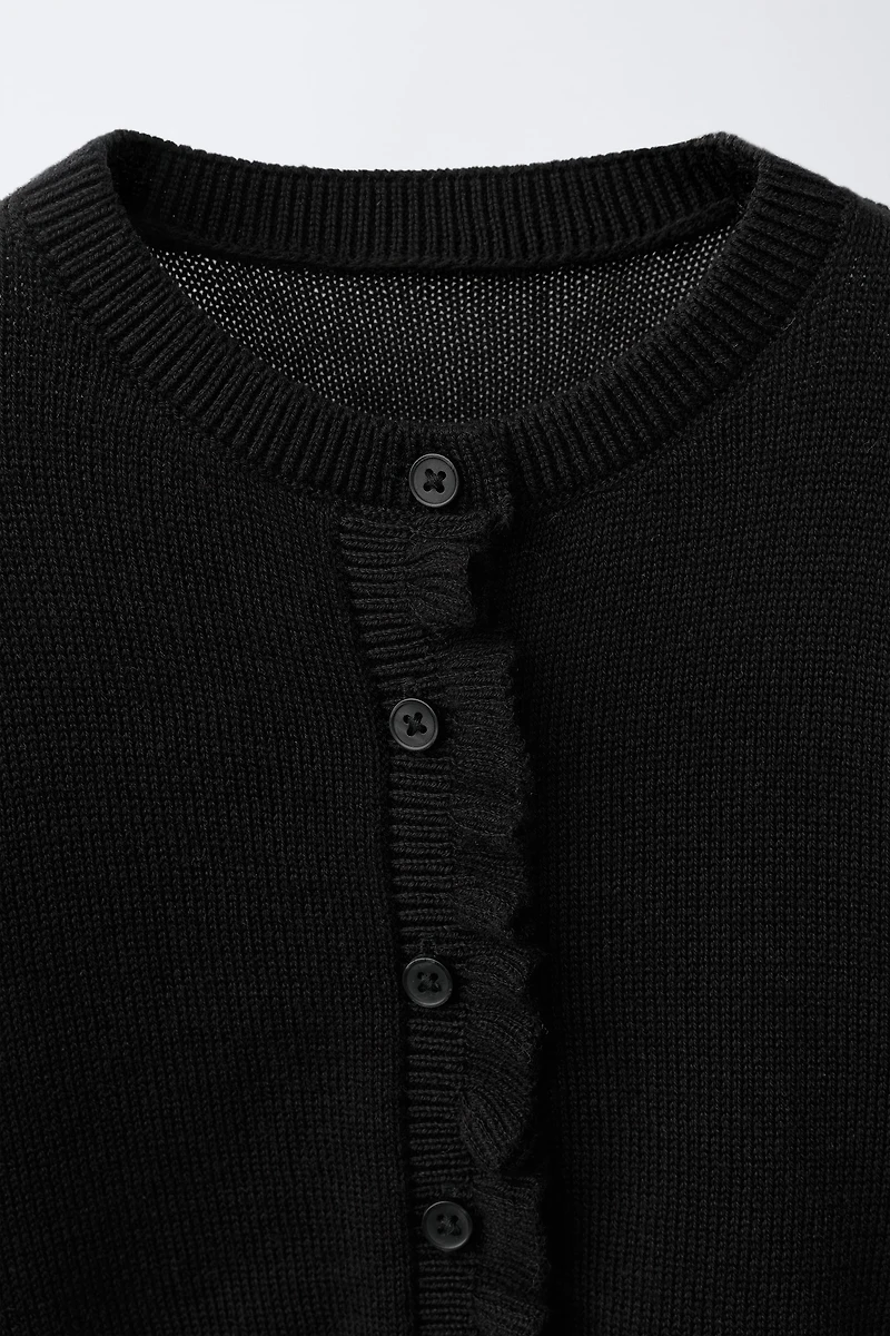 RUFFLED KNIT CARDIGAN