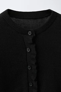 RUFFLED KNIT CARDIGAN