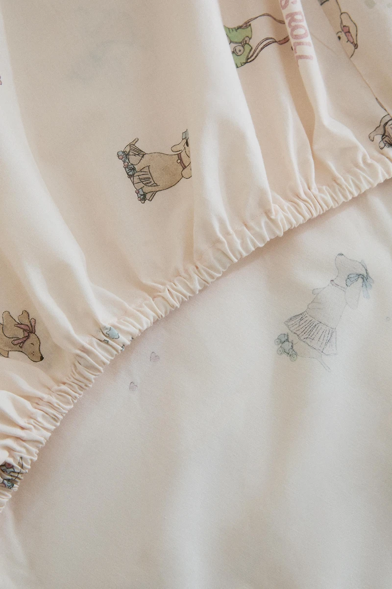 CHILDREN'S SKATING DOG FITTED SHEET