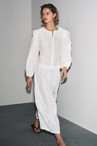 ZW COLLECTION EMBROIDERED COLLAR POPLIN SHIRT