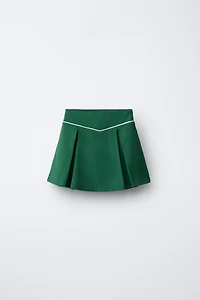 CONTRAST PIPING BOX PLEAT SKIRT