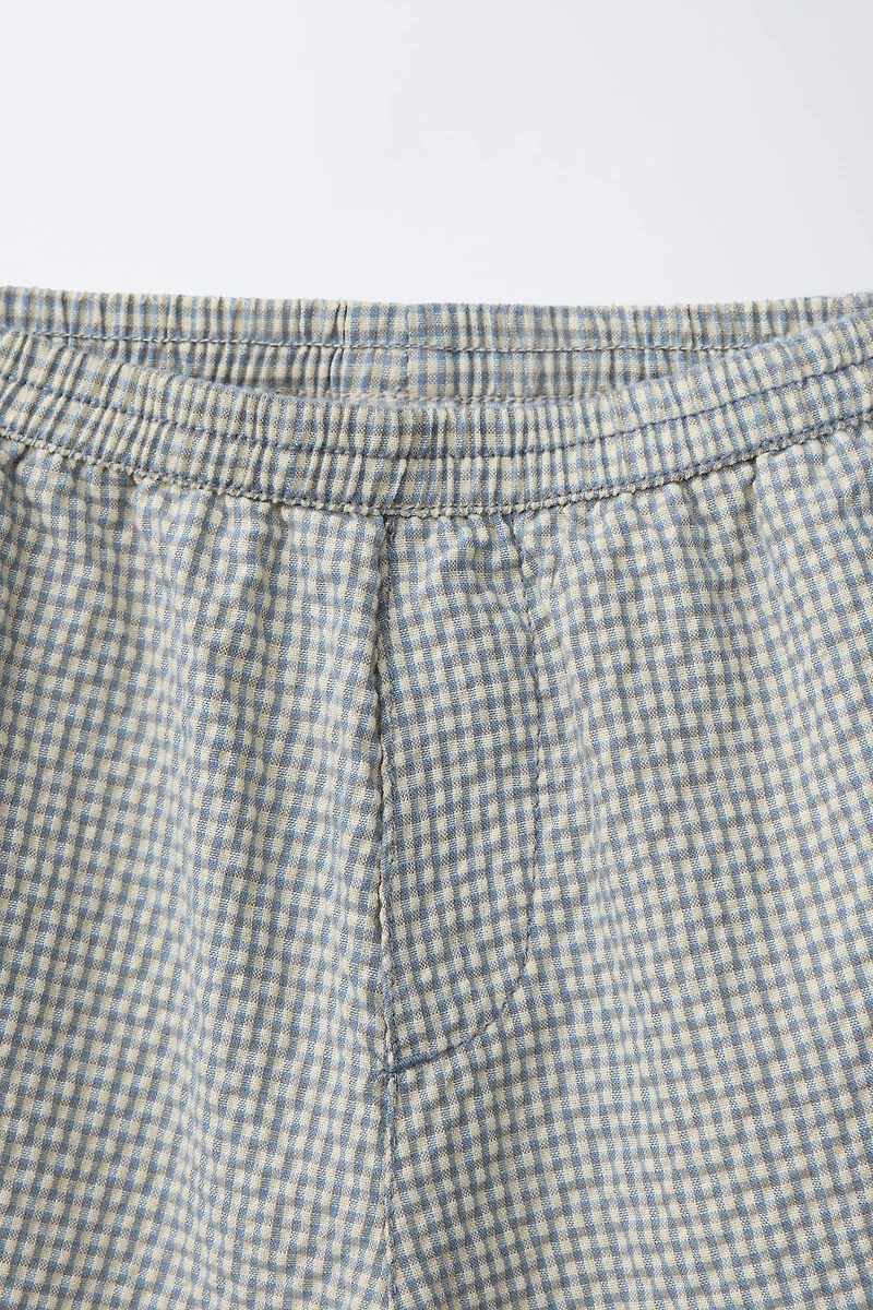 PLAID SEERSUCKER BALLOON PANTS