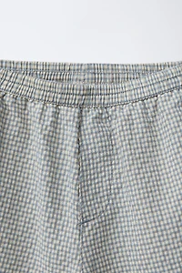 PLAID SEERSUCKER BALLOON PANTS