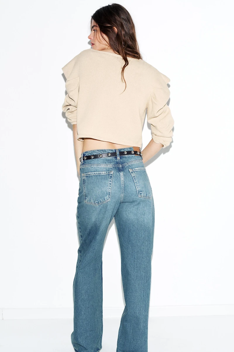 PULL EN MAILLE À MANCHES DRAPÉES