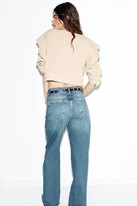 PULL EN MAILLE À MANCHES DRAPÉES