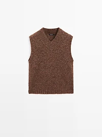 Veste sans manches chinée en laine d’alpaga