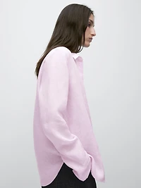 Flowing pinstriped 100% linen shirt