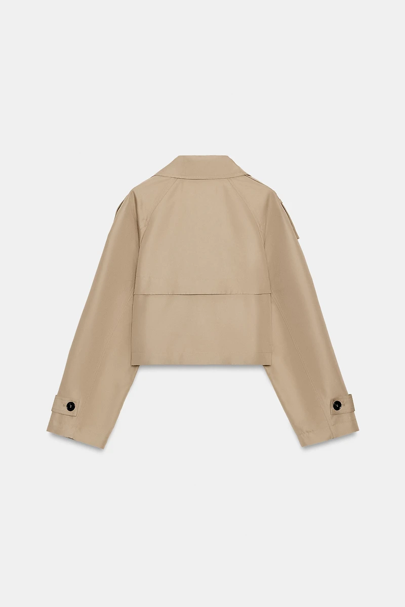 CROPPED CROSSOVER TRENCH COAT