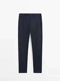 Pantalon regular fit 100 % lin