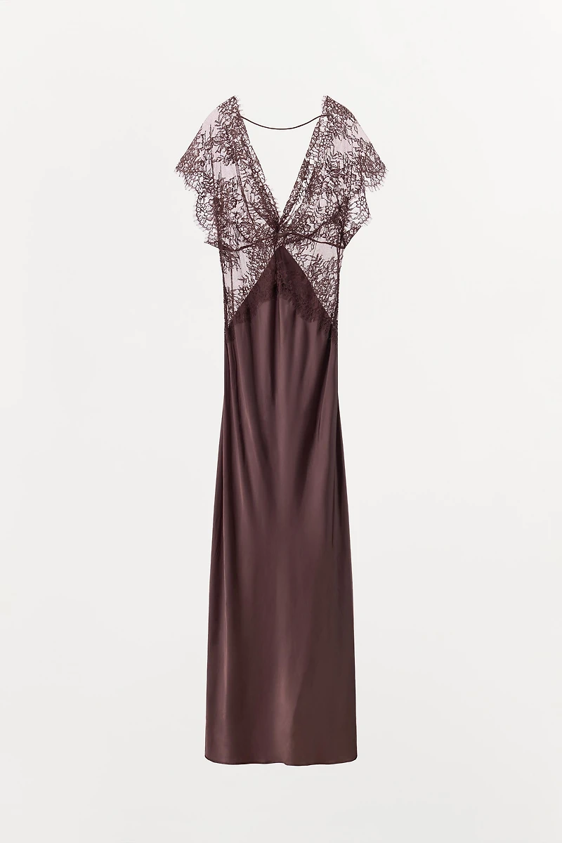 COMBINATION SATIN LACE DRESS