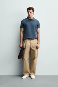 REGULAR FIT RIBBED POLO SHIRT