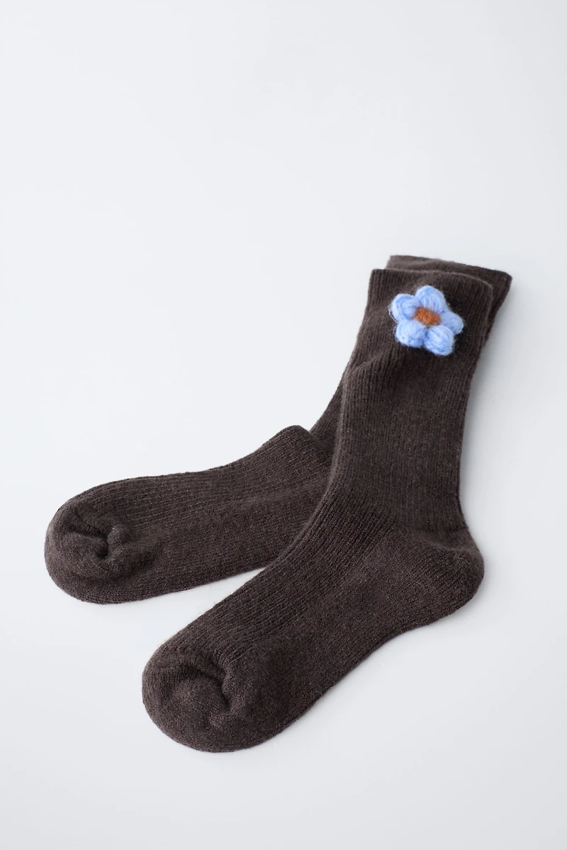 WOOL BLEND FLOWER SOCKS