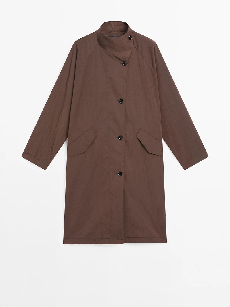 Trench fluide oversize tissu déperlant