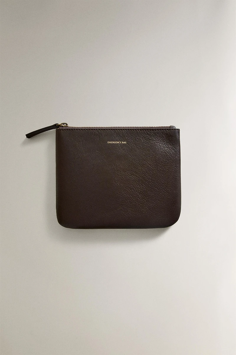 LEATHER "EMERGENCY BAG" MAKEUP BAG