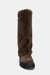 LOW HEEL FAUX FUR BOOTS