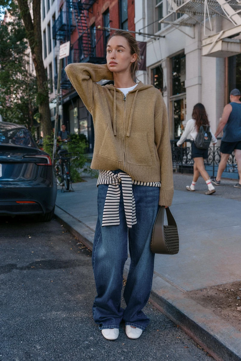 KNIT hoodie SWEATSHIRT