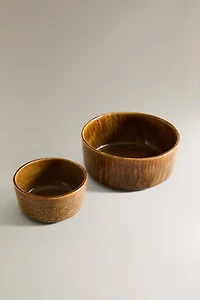 BROWN STONEWARE BOWL