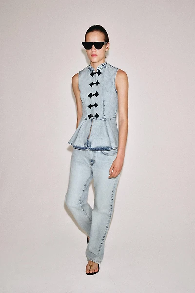 ZW COLLECTION DENIM FROG FASTENING VEST