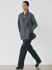 Striped flowing shirt with pocket detail