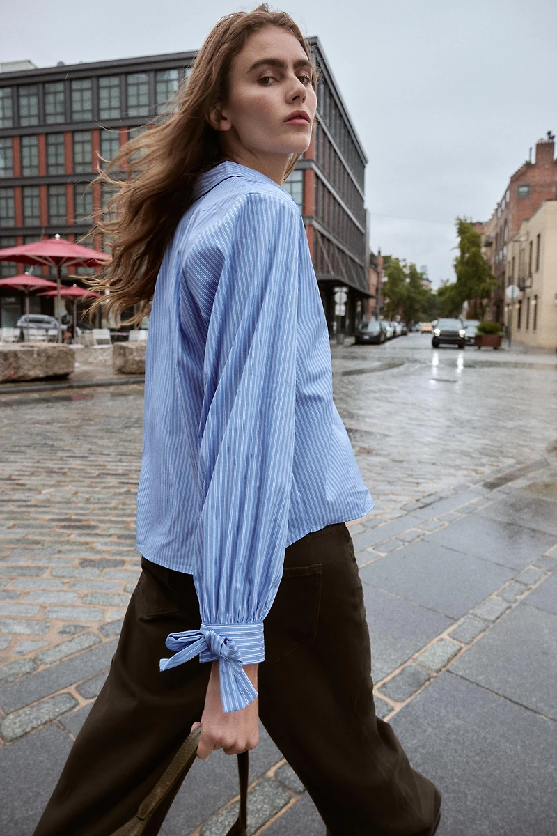 POPLIN SHIRT WITH TIES