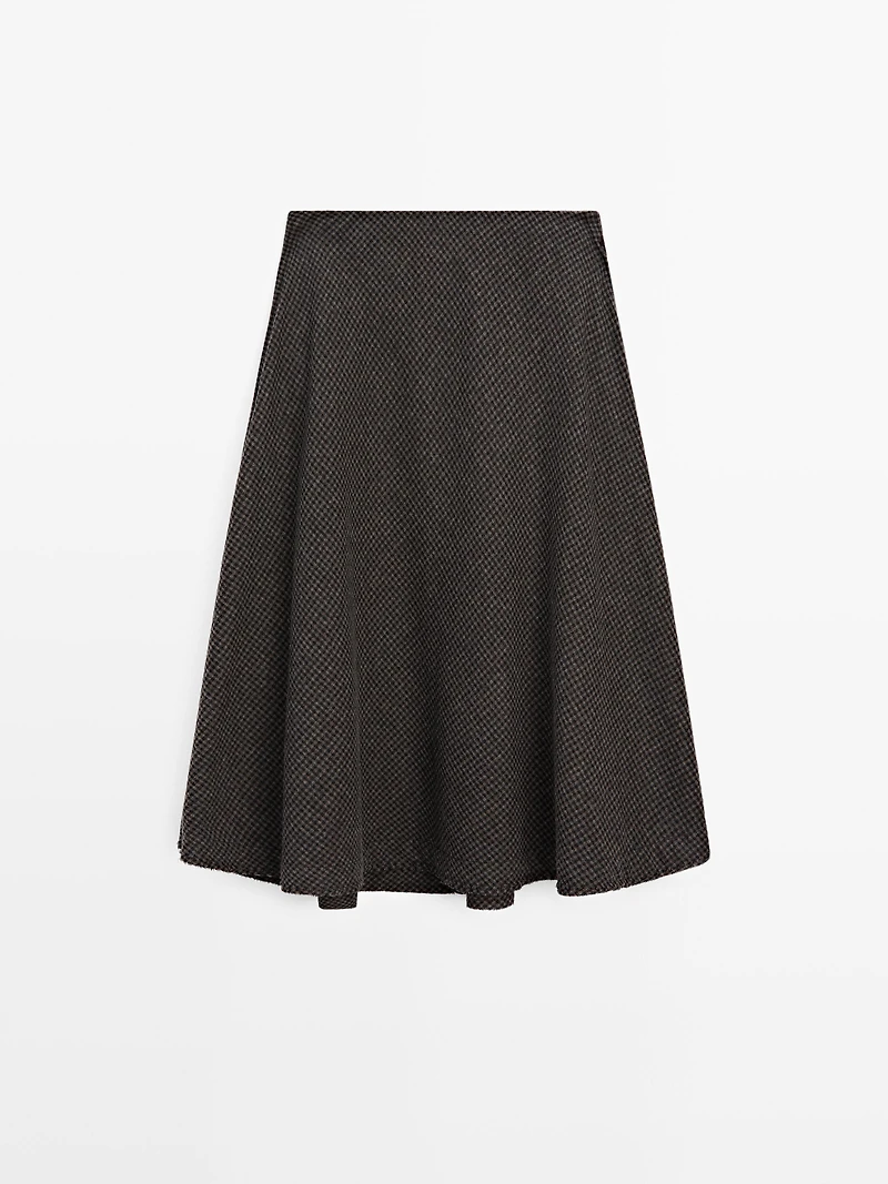 Gingham flared midi skirt