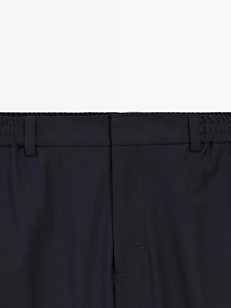 Wool blend jogger fit trousers