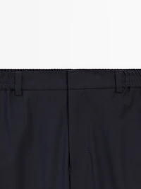 Wool blend jogger fit trousers