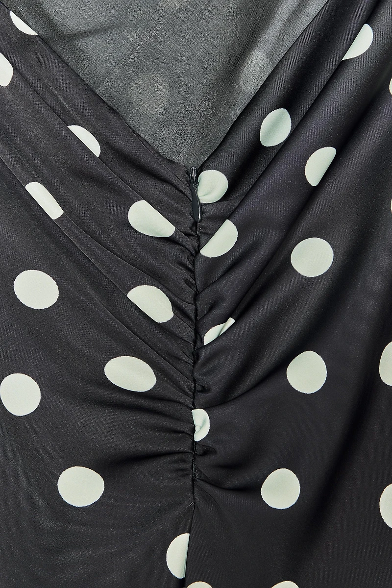 ROBE MIDI SATINÉE À POIS