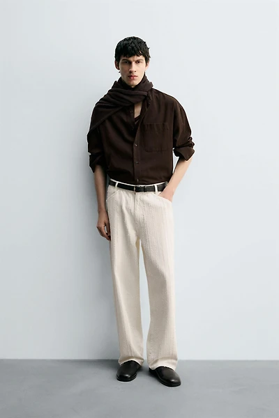 STRIPED TEXTURED JEANS