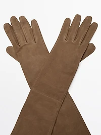 Gants longs en cuir finition daim