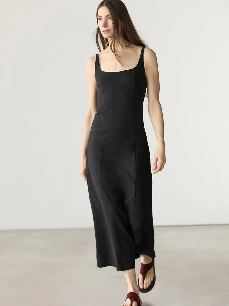 Strappy linen midi dress