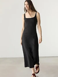 Strappy linen midi dress