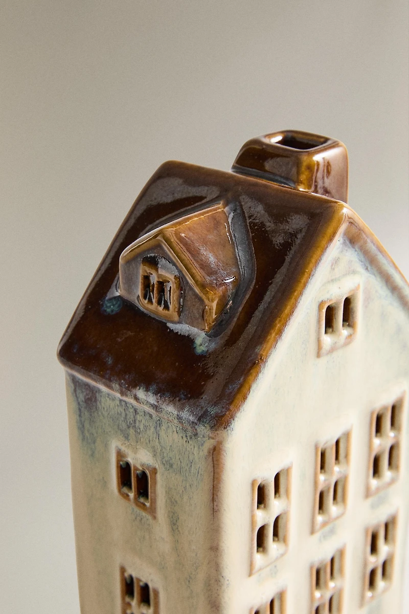 LIGHT-UP PORCELAIN HOUSE CHRISTMAS ORNAMENT