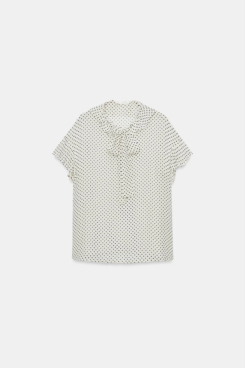TIED POLKA DOT BLOUSE ZW COLLECTION