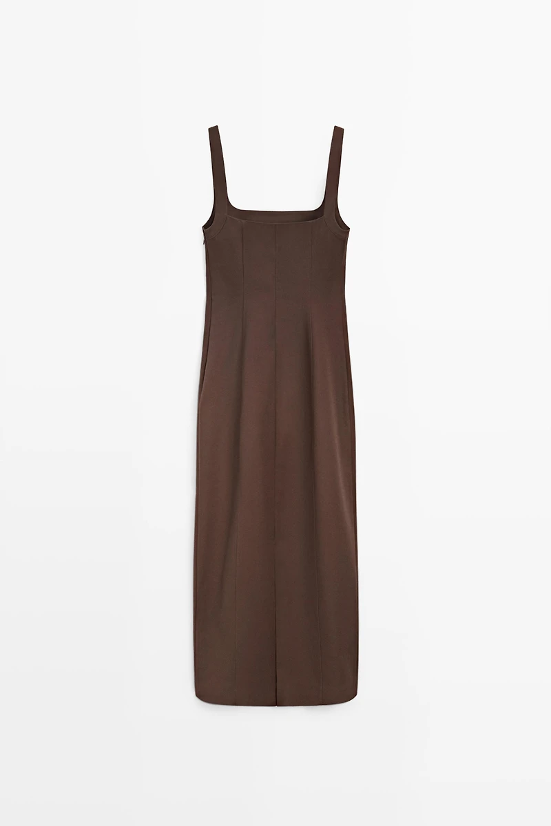 Cotton blend strappy midi dress
