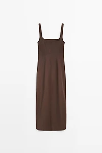 Cotton blend strappy midi dress