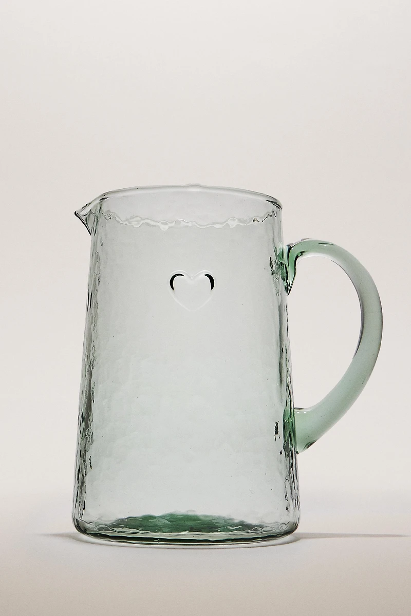CHRISTMAS HEART GLASS PITCHER