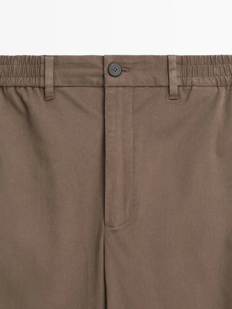 Cotton blend jogger fit trousers